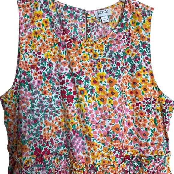 J. Crew Mixed-Floral Tiered Sleeveless Midi-Dress Size 02 - Picture 3 of 12